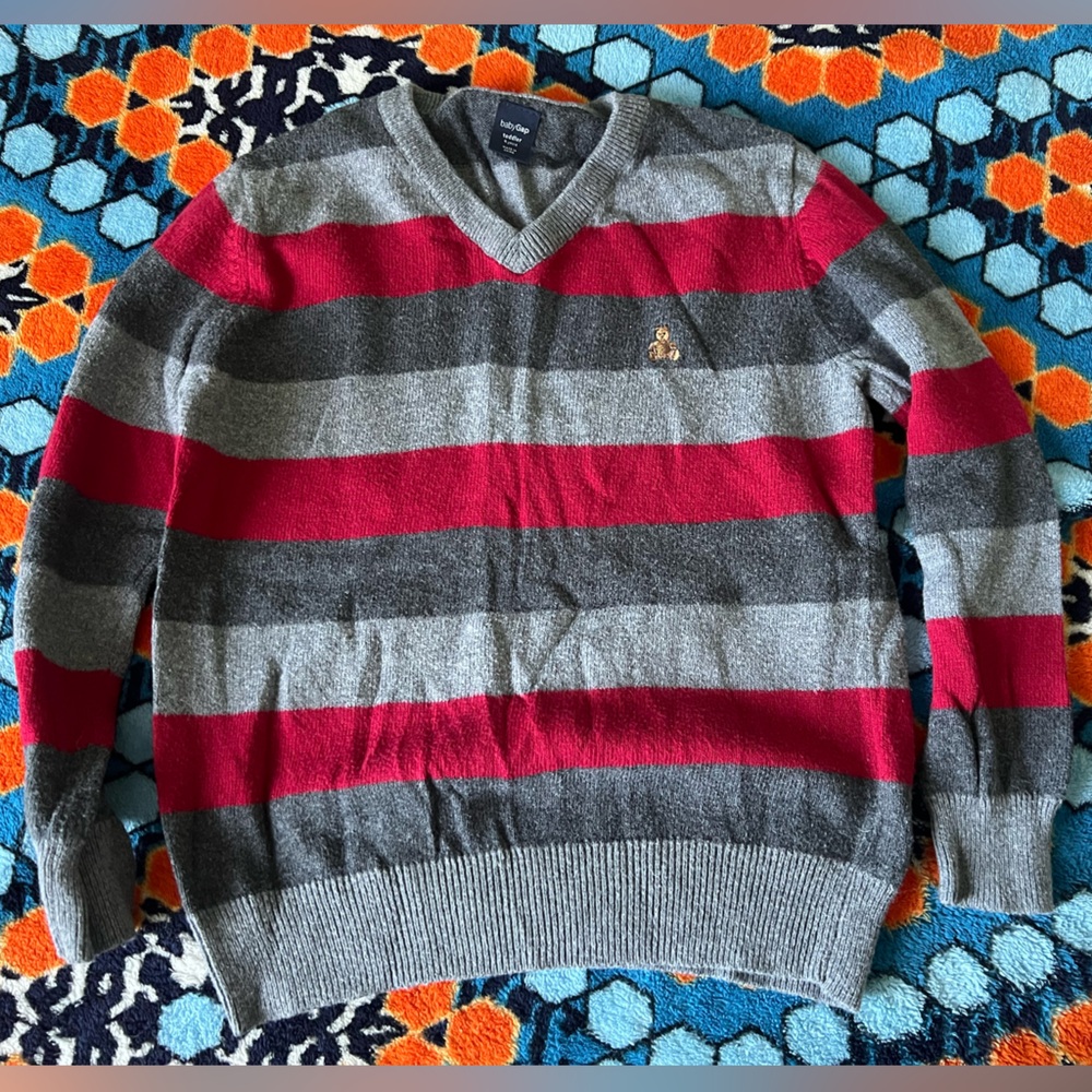 Gap Striped V-neck Sweater Cotton Boys